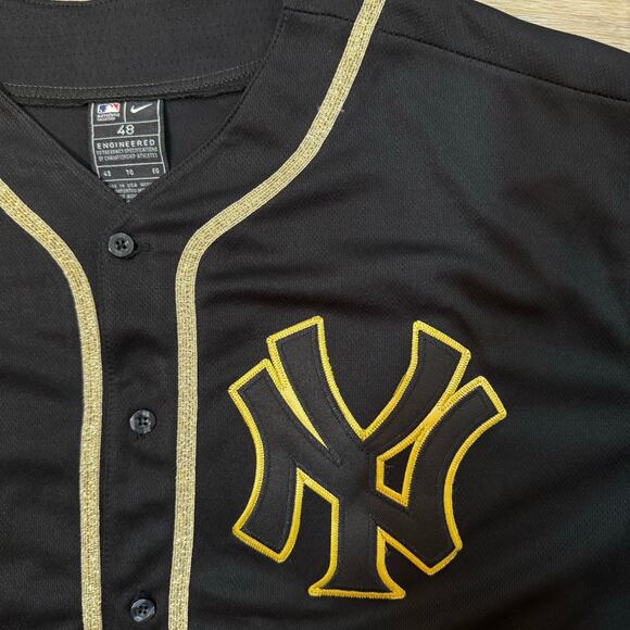 Derek Jeter New York Yankees Nike Authentic Collection Black Gold Jersey Size 48 - Picture 4 of 11